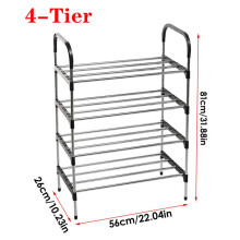(4 Tier) Lushhub Shoe Rack Organizer, 3/4/5/6 Tier Durable Metal Shoe Storage Shelf for Living Room, Hallway Corridor, Bedroom
