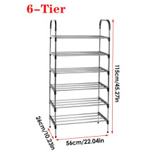 (6 Tier) Lushhub Shoe Rack Organizer, 3/4/5/6 Tier Durable Metal Shoe Storage Shelf for Living Room, Hallway Corridor, Bedroom
