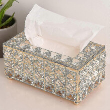 Rectangular Crystal Tissue Box Cover, Decorative Paper Box, Napkin Holder, Facial Tissue Holder, Used In Kitchen Dining Room, Bathroom, Desk, Gold