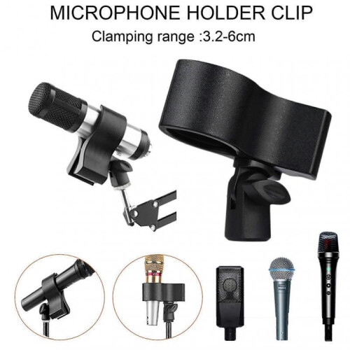 (D) Microphone Holder Clip Strong Fixing Easy Conversion Multi-angle Adjustable Slip-resistant Microphone Clip 1