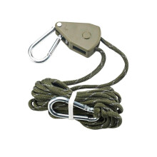 (4m Green) Ratchet Pulley Rope Hanger Canopy Pulley Regulator Professional Cord Lanyard 4m Khaki