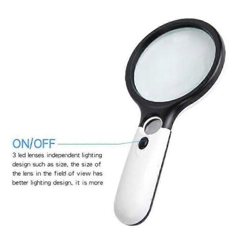 Portable High Magnification Reading Magnifier with 3 LED Lights White 2