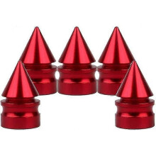 5 red conical car and bicycle custom valve covers, aluminum alloy tire covers Zekai