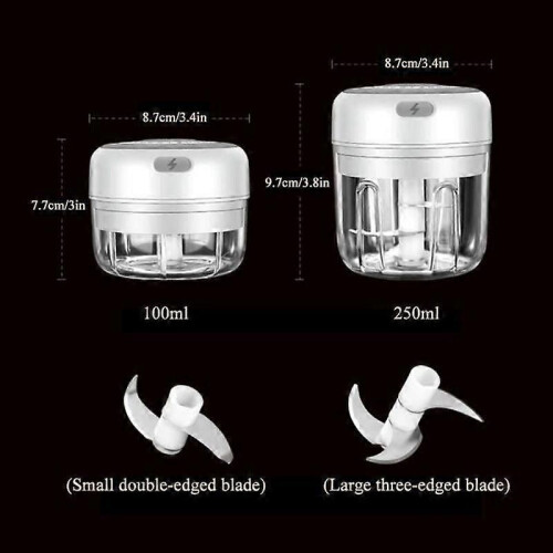 Mini hachoir à ail électrique, blanc, trois lames, 250 ml 1