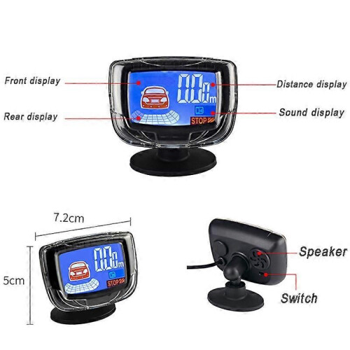 Radar de recul pour véhicule (rouge) avec écran LCD et 4 capteurs 2