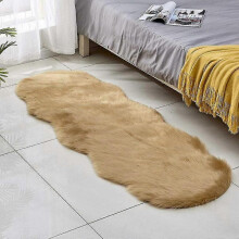 (Khaki) Faux Fur Area Rug -shaggy Sheepskin Fluffy Carpet Art Rugs Chic Floor Mat Bedroom Living Room Decor