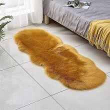 (Golden) Faux Fur Area Rug -shaggy Sheepskin Fluffy Carpet Art Rugs Chic Floor Mat Bedroom Living Room Decor