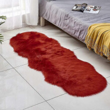 (Red) Faux Fur Area Rug -shaggy Sheepskin Fluffy Carpet Art Rugs Chic Floor Mat Bedroom Living Room Decor