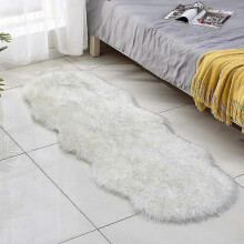 (White Grey) Faux Fur Area Rug -shaggy Sheepskin Fluffy Carpet Art Rugs Chic Floor Mat Bedroom Living Room Decor