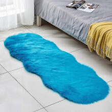 (Dark Blue) Faux Fur Area Rug -shaggy Sheepskin Fluffy Carpet Art Rugs Chic Floor Mat Bedroom Living Room Decor