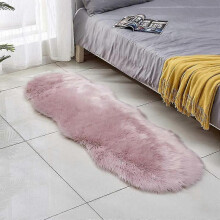 (Pink) Faux Fur Area Rug -shaggy Sheepskin Fluffy Carpet Art Rugs Chic Floor Mat Bedroom Living Room Decor