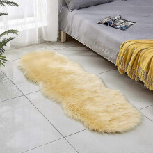 (Beige) Faux Fur Area Rug -shaggy Sheepskin Fluffy Carpet Art Rugs Chic Floor Mat Bedroom Living Room Decor