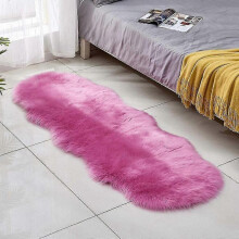 (Rose Red) Faux Fur Area Rug -shaggy Sheepskin Fluffy Carpet Art Rugs Chic Floor Mat Bedroom Living Room Decor