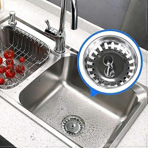 2st rostfritt stål diskbänk Filter diskbänk propp kök diskbänk filter lock rostfritt stål diskbänk 1