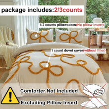 (Craft bow khaki, EU-Double:1Duvet Cover+2Pillowcases) 2/3 Piece Bow Pattern Quilt Cover Set, Including 1 Quilt Cover and 1 Or 2 Pillowcases, Soft and Comfortable Home Bedroom Bedding, Stylish
