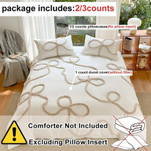 (Craft bow white, EU-Single?1Duvet Cover+1Pillowcase) 2/3 Piece Bow Pattern Quilt Cover Set, Including 1 Quilt Cover and 1 Or 2 Pillowcases, Soft and Comfortable Home Bedroom Bedding, Stylish
