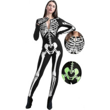 (S) Adult Women Skeleton Costume, Glow In The Dark Skeleton Costume For Halloween Dress Up Party Role Playing Cosplay Zekai