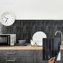 (Jet Black, 10counts) 5/10/20/30pcs 3D Mosaic Self-Adhesive Wall Stickers, Waterproof Fireproof Decorative Wallpaper for Kitchen Bathroom Living Room Dining Area