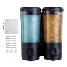 (Black) Large Capacity Shampoo and Conditioner Dispenser Wall Mounted Easy Installation Shower Soap Holder Bathroom Accessory  silver