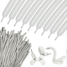 (White-C) 260 Long Skinny Latex Balloons for Balloon Twisting - 100Pcs Clear Animal Sculptures, Party Decorations