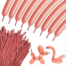 (Pink-A) 260 Long Skinny Latex Balloons for Balloon Twisting - 100Pcs Clear Animal Sculptures, Party Decorations