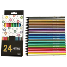 Metallic Colored Pencils Set, 24 Black Drawing Pencils, Pre-Sharpened Wooden Sketching Tools for Art and Design