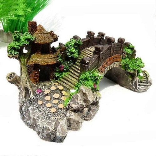 Artificial Aquarium Decoration Resin Bridge Pavilion 1