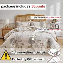 (Floral, US-King) Bedding Set, 3 Counts/set Including 1 Count Duvet Cover & 2 Counts Pillowcase without Filler, Soft Comfortable Bedding Set for Home Bedroom