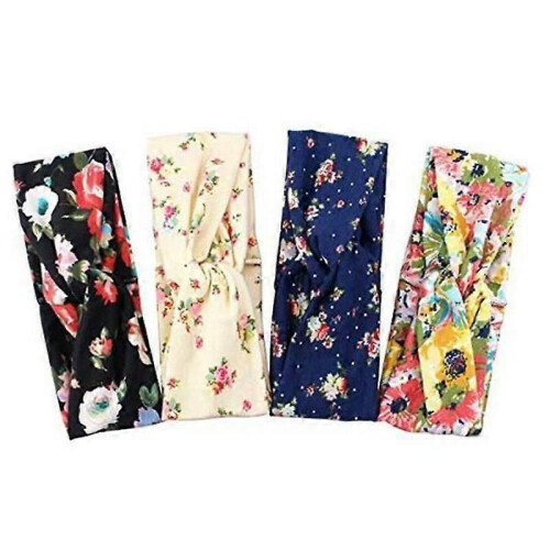 Lot de 4 bandeaux élastiques à fleurs pour femme 1