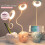 (White)Cute Elephant LED Desk Lamp USB Rechargeable Study Reading Light Touch Control Dimming Table 3