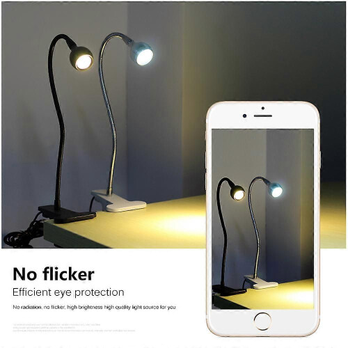 Lampe de bureau LED flexible avec clip d'alimentation USB (type 2 blanc) 1 W 1