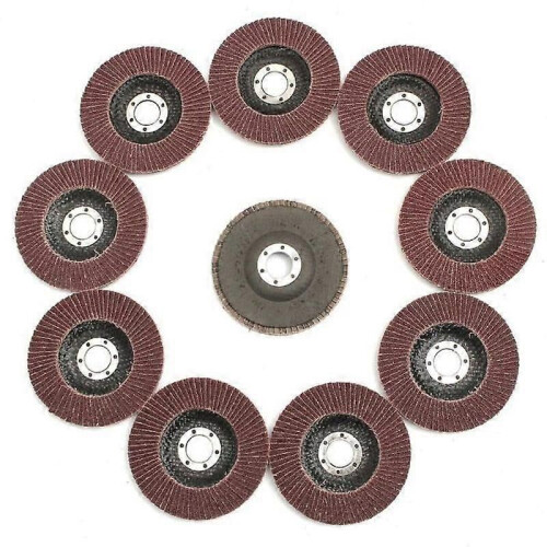 Lot de 10 disques à lamelles de 115 mm, grain 60, pour meuleuse d'angle 1