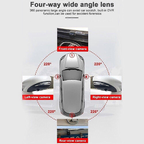360 Car Camera Panoramic Surround View 1080P AHD Right+Left+Front+ Rear View Camera System for Android 2