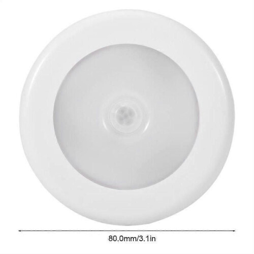 VINGVO Motion Sensor Nattljus - Runt - 6 LED-ljus - Vit - ABS - Batteri 1