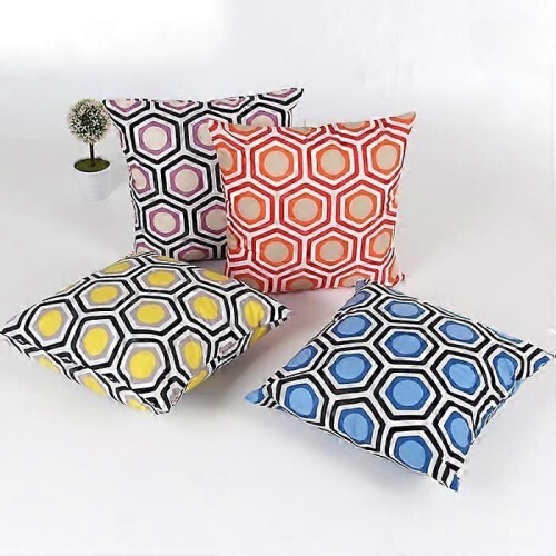 Housse de coussin géométrique jaune - Lot de 2 - Polyester - Lavable en machine 2
