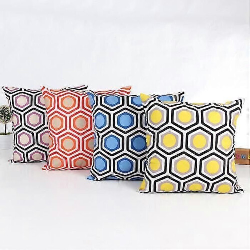Housse de coussin géométrique jaune - Lot de 2 - Polyester - Lavable en machine 1