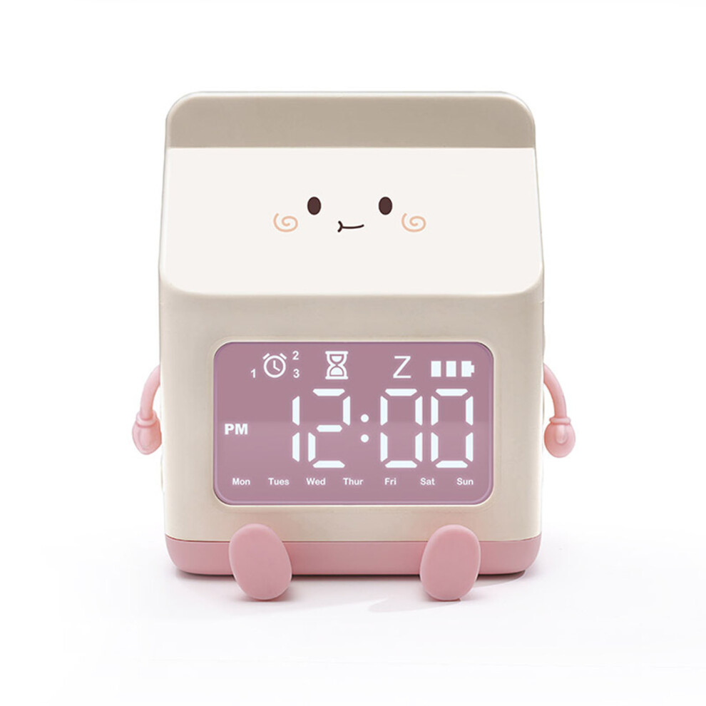 Fun Milk Box Alarm Clock Student Countdown Cartoon Pink