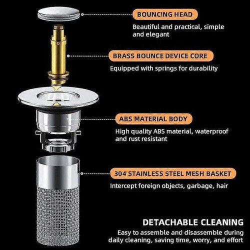 Rostfritt stål Golvavloppsfilter Universal Sink Sil Pop-Up Sink Plug Avloppsfilter1PC 2