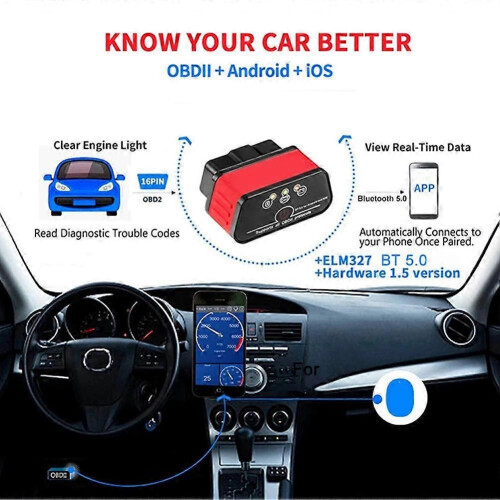 (Röd)ELM327 OBD2 Vgate Icar 2 Scanner WIFI/Bluetooth Auto Diagnostic Tool för Android Code Reader Automotive 2