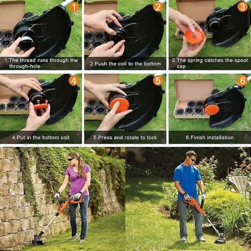 String Trimmer Line Spool för Black and Decker String Trimmers, 6 Pack String Trimmer Line Spool med 2