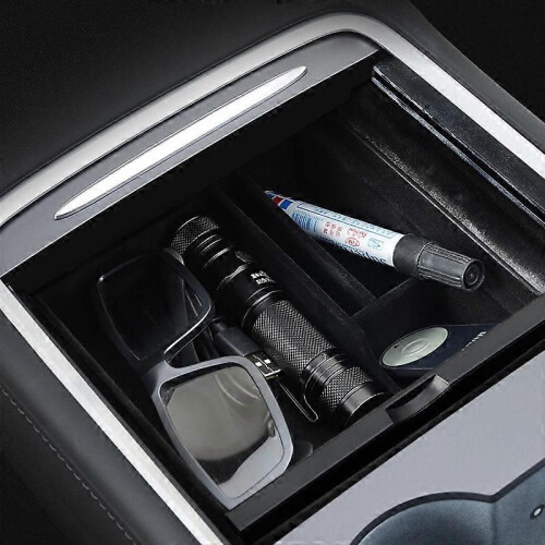 (Version doublée de feutre) Pour accessoires Tesla Model 3 Y, organiseur de console centrale automatique, 2