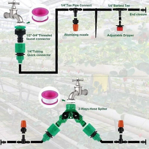 Système d'irrigation de jardin 30M Système d'irrigation automatique Kit d'irrigation goutte à goutte 2