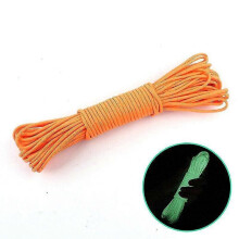 (Orange) Nylon 20M Fluorescent Climbing Camping Tent Rope 9 Strands Luminous High-strength Paracord