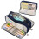 Solid Color Pencil Case Large Capacity with 3 Compartments Black 2