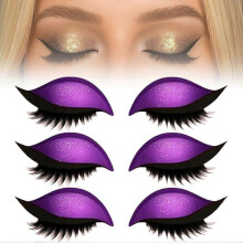 (Purple) Eyelash Stickers Adjustable Quick Eye Makeup Eyeshadow Combination Reusable False Eyelashes For Beginner