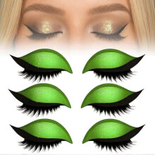 (Green) Eyelash Stickers Adjustable Quick Eye Makeup Eyeshadow Combination Reusable False Eyelashes For Beginner