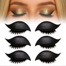 (Black) Eyelash Stickers Adjustable Quick Eye Makeup Eyeshadow Combination Reusable False Eyelashes For Beginner