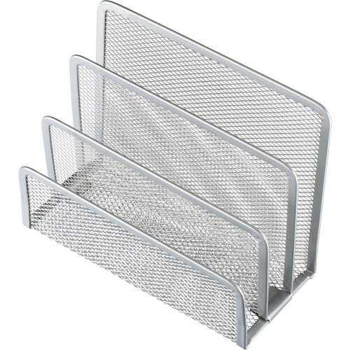 Letter Rack Silver Metal Desktop Organizer for Letters and Documents, Modern Design