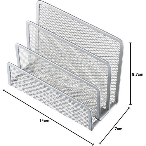 Letter Rack Silver Metal Desktop Organizer for Letters and Documents, Modern Design 2