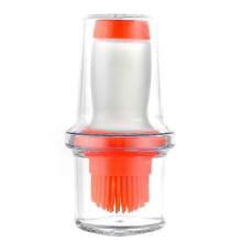 (Orange) Silicone Pressing Oil Bottle Brush with Lid Baking Sauce  Barbecue Sauce Brush Oil Pot Home Kitchen Oil Brush Tool